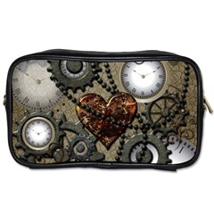 Steampunk With Clocks And Gears And Heart Toiletries Bags