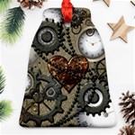 Steampunk With Clocks And Gears And Heart Bell Ornament (2 Sides) Front