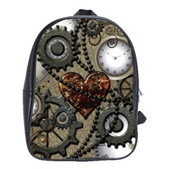 Steampunk With Clocks And Gears And Heart School Bags (xl) 