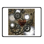 Steampunk With Clocks And Gears And Heart Double Sided Fleece Blanket (Small)  45 x34  Blanket Front