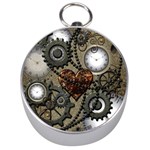 Steampunk With Clocks And Gears And Heart Silver Compasses Front