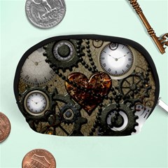 Steampunk With Clocks And Gears And Heart Accessory Pouches (medium) 