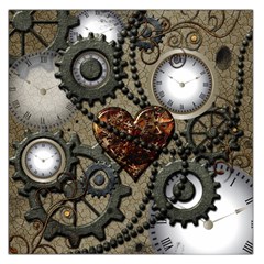 Steampunk With Clocks And Gears And Heart Large Satin Scarf (square)