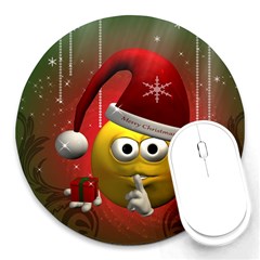 Funny Christmas Smiley Round Mousepads