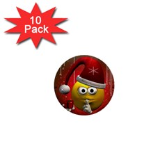 Funny Christmas Smiley 1  Mini Buttons (10 Pack) 