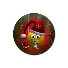 Funny Christmas Smiley Rubber Coaster (round)  by FantasyWorld7