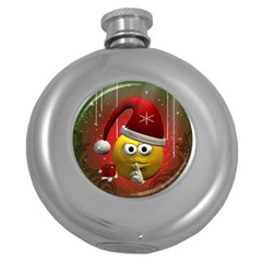 Funny Christmas Smiley Round Hip Flask (5 Oz)