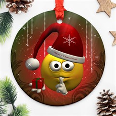 Funny Christmas Smiley Round Ornament (two Sides) 