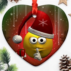 Funny Christmas Smiley Heart Ornament (2 Sides)