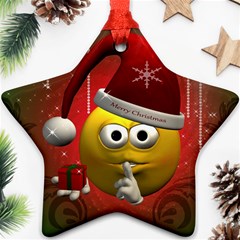 Funny Christmas Smiley Star Ornament (two Sides) 