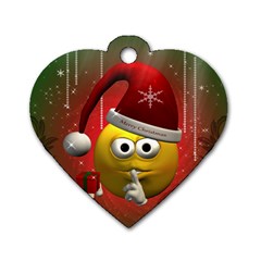 Funny Christmas Smiley Dog Tag Heart (One Side)