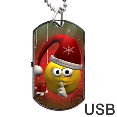 Funny Christmas Smiley Dog Tag Usb Flash (two Sides) 