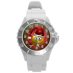 Funny Christmas Smiley Round Plastic Sport Watch (l)