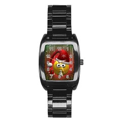 Funny Christmas Smiley Stainless Steel Barrel Watch