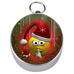 Funny Christmas Smiley Silver Compasses