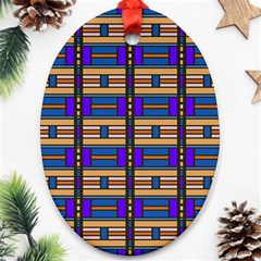 Rectangles And Stripes Pattern Ornament (oval) by LalyLauraFLM