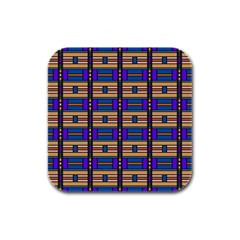 Rectangles And Stripes Pattern Rubber Square Coaster (4 Pack) by LalyLauraFLM