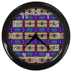 Rectangles And Stripes Pattern Wall Clock (black) by LalyLauraFLM