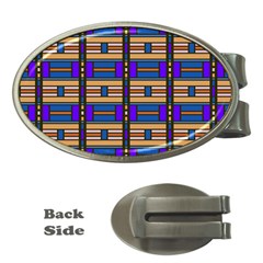 Rectangles And Stripes Pattern Money Clip (oval)