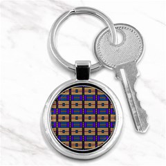 Rectangles And Stripes Pattern Key Chain (round) by LalyLauraFLM