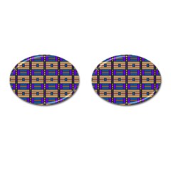 Rectangles And Stripes Pattern Cufflinks (oval)