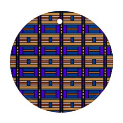 Rectangles And Stripes Pattern Round Ornament (two Sides) by LalyLauraFLM