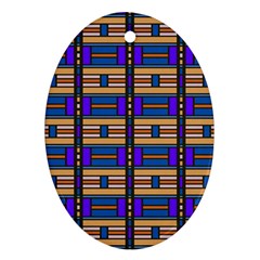 Rectangles And Stripes Pattern Oval Ornament (two Sides) by LalyLauraFLM