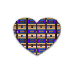 Rectangles And Stripes Pattern Heart Coaster (4 Pack) by LalyLauraFLM