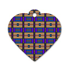 Rectangles And Stripes Pattern Dog Tag Heart (two Sides) by LalyLauraFLM