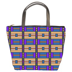 Rectangles And Stripes Pattern Bucket Bag