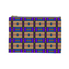 Rectangles And Stripes Pattern Cosmetic Bag (large)