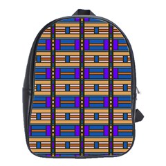 Rectangles And Stripes Pattern School Bag (large)