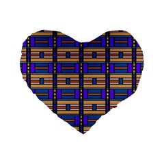 Rectangles And Stripes Pattern Standard 16  Premium Heart Shape Cushion  by LalyLauraFLM