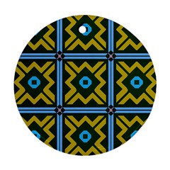 Rhombus In Squares Pattern Ornament (round) by LalyLauraFLM