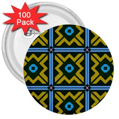 Rhombus In Squares Pattern 3  Button (100 Pack)