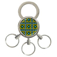 Rhombus In Squares Pattern 3-ring Key Chain