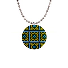 Rhombus In Squares Pattern 1  Button Necklace