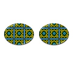 Rhombus In Squares Pattern Cufflinks (oval)