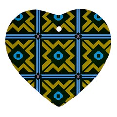 Rhombus In Squares Pattern Heart Ornament (two Sides)