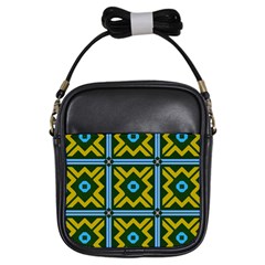 Rhombus In Squares Pattern Girls Sling Bag