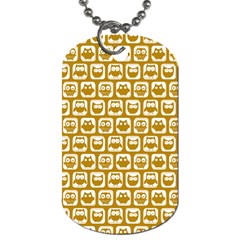 Olive And White Owl Pattern Dog Tag (one Side) by GardenOfOphir