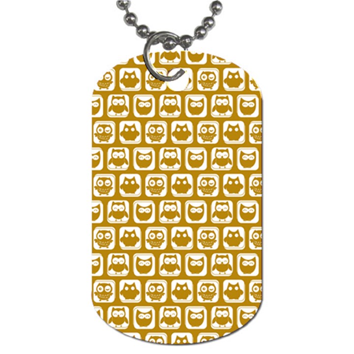 Olive And White Owl Pattern Dog Tag (Two Sides)