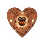 Steampunk, Funny Owl With Clicks And Gears Heart Magnet Front