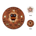 Steampunk, Funny Owl With Clicks And Gears Playing Cards (Round)  Front