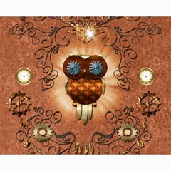 Steampunk, Funny Owl With Clicks And Gears Collage 8  X 10  by FantasyWorld7