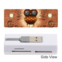 Steampunk, Funny Owl With Clicks And Gears Memory Card Reader (stick) 