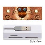 Steampunk, Funny Owl With Clicks And Gears Memory Card Reader (Stick)  Front