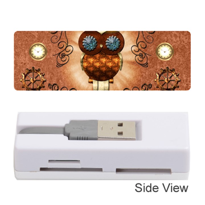 Steampunk, Funny Owl With Clicks And Gears Memory Card Reader (Stick) 