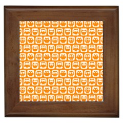 Yellow And White Owl Pattern Framed Tiles