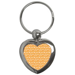 Yellow And White Owl Pattern Key Chains (heart)  by GardenOfOphir